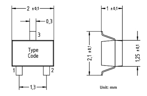 Mechanical Drawing - Diotec Semiconductor BAS70-05W Schottky Diode